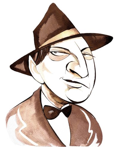 Erich Wolfgang Korngold, Oostenrijks geboren componist en dirigent, (1897 - 1957) karikatuur door Neale Osborne